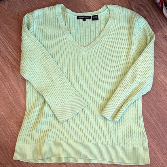 JEANNE PIERRE Women's Mint V-Neck Sweater - Picture 2 of 7